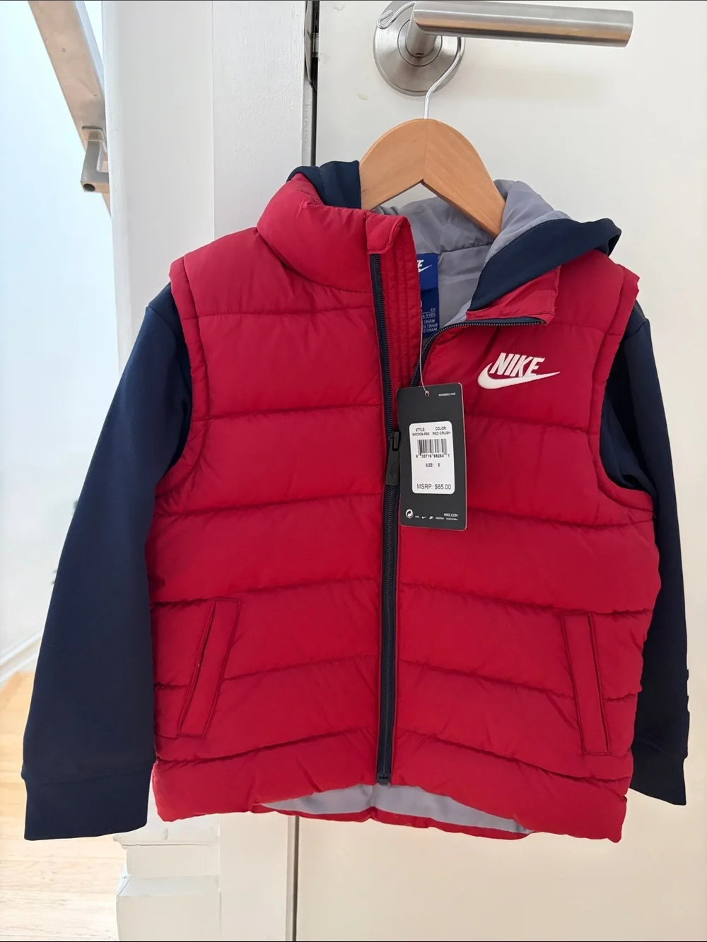 Nike kids red puffer vest jacket